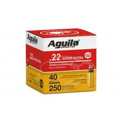 Aguila 22LR Ammunition SuperExtra 1B221100 High Velocity 40 Grain Copper Plated Lead Round Nose 250 Rounds