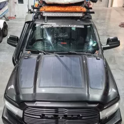 Ram HD 2500 5th Gen (2019 to Present) Lensun 170W Hood Solar Panel Complete Kit