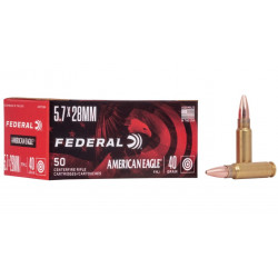Federal 5.7 x 28mm Ammunition American Eagle 40 Grain Full Metal Jacket 50 Rounds