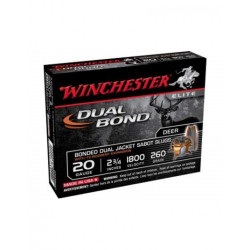 Winchester 20 Gauge Dual Bond Ammunition SSDB20 2-3/4" 260 Grain Jacketed Hollow Point Slug 1800fps 5 rounds