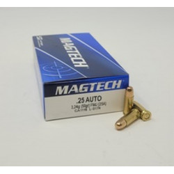 Magtech 25 ACP Ammunition MT25A 50 Grain Full Metal Jacket 50 Rounds