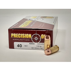 Precision One 40 S&W *REMAN* Ammunition PONE78 165 Grain Full Metal Jacket 50 Rounds
