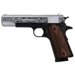 SDS Imports Tisas "Filigree Stainless Steel" 1911 A1 Service 45 Handgun .45 ACP 8rd Magazine 5" Barrel Black Cerakote