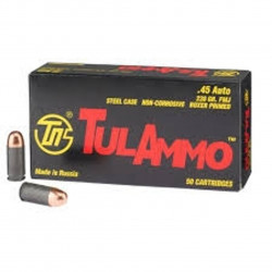 Tula 45 Auto Ammunition 230 Grain Full Metal Jacket 50 rounds